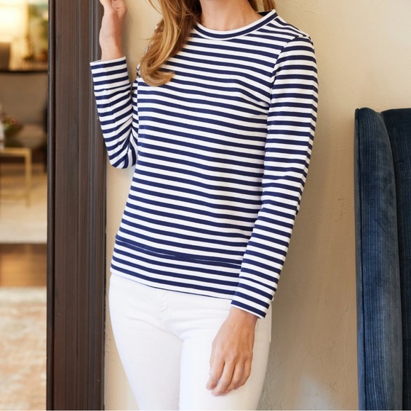 Sail to Sable Navy & White Stripe Long Sleeve Sweatshirt - Picture 2 of 2